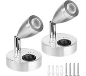 2pcs 12v Led Spot Reading Light, 3w Rv luz interior, 180 Rotate Bedside Wall Lamp 3000k Luz cálida para autocaravana caravana interior del barco Le...