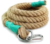 Linkrunning Cuerda de escalada de gimnasio con clips, 30 mm / 3 m, cuerda de batalla de yute para entrenamiento, fitness, fuerza muscular