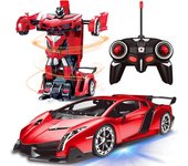 Baicccf Juguete de robot de coche de transformación de control remoto con deformación de luces RC Car 2.4Ghz 1:18 Recargable 360 Juguetes de coches...