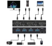 Divisor de interruptor Hdmi Usb Kvm 4k de 2 puertos para teclado y mouse de monitor compartidos Impresora adaptativa Edid / Hdcp Plug And Play