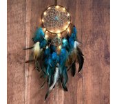 Dormitorio Dream Catcher, Tree of Life Blue Feather Dream Catcher, Decoración de pared hecha a mano