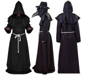 Disfraces de Plague Doctor Máscara de Plague Doctor Halloween Medieval Hooded Rob Cosplay Mask Party Halloween aaliti Browm Suit With Mask
