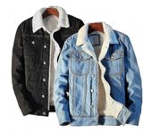 Chaqueta de invierno de otoño de invierno Denim Forro polar interior Engrosar Vaquero de invierno Chaqueta de vaquero Chaqueta de terciopelo para h...