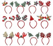 12pcs Diadema de Navidad Cuernos de reno Diadema Banda de pelo de árbol de Navidad para niños Mujeres Accesorios de Navidad Accesorios de Navidad P...