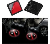 Heyone Fit Deadpool Car Door Light Logo Projector HD Ghost Shadow Welcome Light 2PCS Luces de charco de puerta de coche para accesorios de coche De...