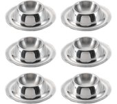 Juego de soporte de huevo de taza de huevo de acero inoxidable de 6 juegos de taza de huevo pulido apilable