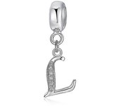 925 Plata esterlina Charms Letra Alfabeto A-z Colgante Cuentas Fit Pandora Pulseras Collares Joyería de bricolaje para mujeres L