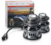 2Pcs Láser de coche H8 H11 h7 HB4 9006 Bombilla LED Proyecto Lente Faros Proyector Faros Antiniebla Automoción 12V Conducir Luz de Marcha azul hielo