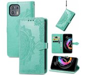 Estuche de PU en relieve con flor de mandala para Motorola Edge 20 Lite Verde
