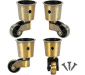 Ruedas giratorias de 4 piezas, ruedas redondas de cobre Ruedas antiguas ise Lata portátil giratoria 360 para sofá / silla / mesa de café / estante ...