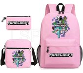 3PCS MINECRAFT Mochila Dibujos Animados Niños Niños Niñas Mochilas Escolares Estudiantes Ligeros Impermeable Mochila de Gran Capacidad 12
