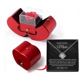 Collar De Oro Blanco Con Rosa Real A Mi Amor Para Siempre Caja De Corazón Rosa A Mi Amor-Yvan Collar Hijo Plata
