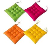 Mintian 4 piezas de almohadillas blandas para sillas, almohadillas para asientos de sillas con lazos, cojines para sillas comedor para jardín patio...