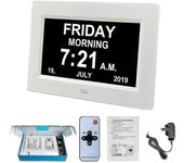 Demencia digital Reloj Calendario Reloj Día Fecha Reloj Grande Pantalla grande Claro sin abreviar Hora y fecha Blanco