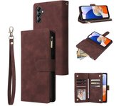 Para Samsung Galaxy A25 5G (Global) (161,0 x 76,5 x 8,3 mm) Funda Cartera de cuero Funda de teléfono plegable Multicolor Coffee