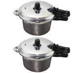 2PCS Mini Olla a Presión Modelo Olla a Presión de Aleación Mini Accesorio de Casa Negro plata 3.2X1.9X1.8CM