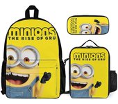 Minion 3Pcs Mochilas Conjuntos Con Bolsa De Almuerzo Y Estuche De Lápices One Size