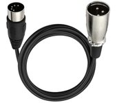 Cable de audio DIN de 5 pines a XLR de 3 pines para instrumentos musicales o cables con MIDI o XLR DIN 5P macho a XLR macho Negro