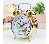 Reloj despertador de gallina de pollo animado vintage, despertador mecánico clásico Oro