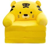 100% nuevo, plegable para niños sofá respaldo sillón 2 en 1 niños dibujos animados lazy sofá cover Amarillo