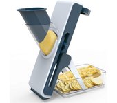 Morakot Rebanadora de mandolina segura: cortadora de papas, cortadora de alimentos vegetales ajustable, cortadora de papas fritas, cortadora en jul...