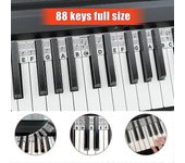 Teclado de piano extraíble Etiquetas de notas Reutilizable de silicona 88 teclas Notas de piano Guía Pegatinas Blanco y negro