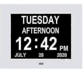 Demencia digital Reloj Calendario Reloj Día Fecha Reloj Grande Pantalla grande Claro sin abreviar Hora y fecha Blanco