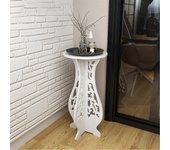 Pequeña mesa auxiliar redonda de madera al lado de té Lámpara de café Planta Rack Stand Room Decoración
