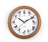 Reloj de pared Birdsong, 12 cantos de pájaros y patrones realistas de pájaros, apagado automático entre las 9 y las 5 p.m., marco de madera (se req...
