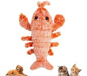 Juguetes para perros de langosta flexible Juguete interactivo de langosta saltarina de peluche Juguete móvil para mascotas activado por movimiento,...