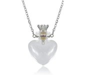 1PC Collares de frasco de perfume de vial de corazón transparente Cadena de acero inoxidable Collar de vial de sangre Make a Wish Joyería de mujer