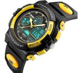 Kids Digital Sport Watch, Boys Girls Deportes impermeables Relojes al aire libre Niños Casual Electrónico Analógico Qua amarillo