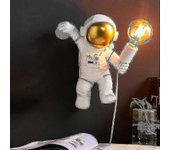 Luz de pared para niños con interruptor y enchufe, lámpara de pared astronauta moderna para habitación para niños con cable de 1,5 m, luz de pared ...