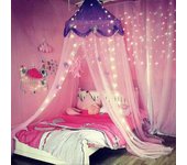 Dosel de la cama con luces Cortinas del dosel de la cama para las niñas Dosel de la cama para niños pequeños tao Purple and Pink