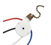 Interruptor de luces de ventilador de techo de 1 pieza ZingEar ZE-208S E89885 Interruptor de ventilador de 3 velocidades y 4 cables Cadena de tracc...