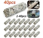 1-40PCS 105cm Natural White Sage Bundle Smudge Sticks Pure Leaf Smoky For Yoga Home Cleansing Healing Meditation Smudging