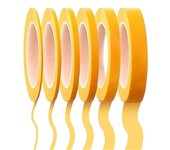 6 rollos de cinta de línea fina de 1/16,7/10,1/8,1/4,1/2,3/4 pulgadas x 55 yardas, cinta de enmascarar de línea fina, Zekai