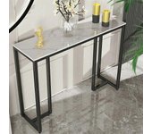 Mesa de consola de mármol delgada estrecha Pasillo Entrada Porche Mesa de acento Sofá Mesa auxiliar Blanco y negro