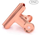 Clips de papel Bulldog de oro rosa, paquete de 10 clips de acero inoxidable de 2 pulgadas de acero inoxidable grande / bisagra abrazaderas para fotos