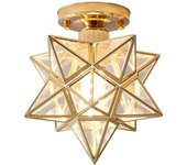 Lámpara de techo Luz de techo estrella de cinco puntas Pasillo Pasillo Balcón Lámparas pequeñas Lámpara de hierro Lámpara de arte Oro A