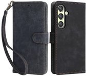 Para Samsung Galaxy S24 Wallet Case RFID Blocking Phone Cover con correa para la muñeca Multicolor Style A