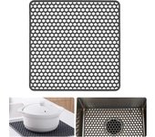Alfombrilla protectora de fregadero de cocina de silicona, para acero inoxidable o fregadero de porcelana de granja, 34cm x 34cm (gris)