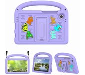 Para Samsung Galaxy Tab A9 Funda Diseño de dibujos animados Kickstand EVA+PC Tablet Cover con correa Púrpura