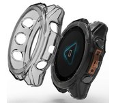 Para Garmin Fenix 8 51mm Caja de reloj Cubierta de TPU a prueba de golpes medio envuelta Transparente negro