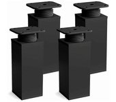 Juego de 4 patas para muebles | Diseño: Negro mate | Altura: 60 mm ajustable | Edición de forma angular