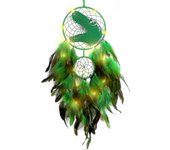 Dinosaur Dream Catchers para niños niñas, Dream Catcher Light Wall Decor Feather Wall Hanging Dino Dream Catcher Kids Gift Verde With light