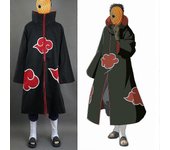 Naruto Akatsuki Tobi Uchiha Obito Robe Cloak Coat + Resin Mask Cosplay Costume Negro L