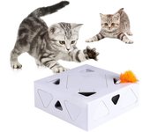 Juguete de gato interactivo inteligente, juguete electrónico de emboscada con pluma giratoria, caja mágica de plumas divertidas de apagado automático