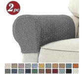 2 piezas Stretch Arm Covers Spandex Jacquard Arm Covers Protector suave y elástico para sillas Sofá sofá Sillón Slipcovers Sofá reclinable gris oscuro