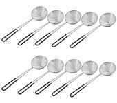 10 piezas de cucharas de colador de olla caliente, cucharas de colador de olla caliente de acero inoxidable Cuchara de espumadera de malla negro pl...